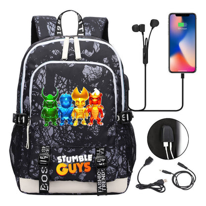Printed Youth Student Backpack Usb Casual Backpack