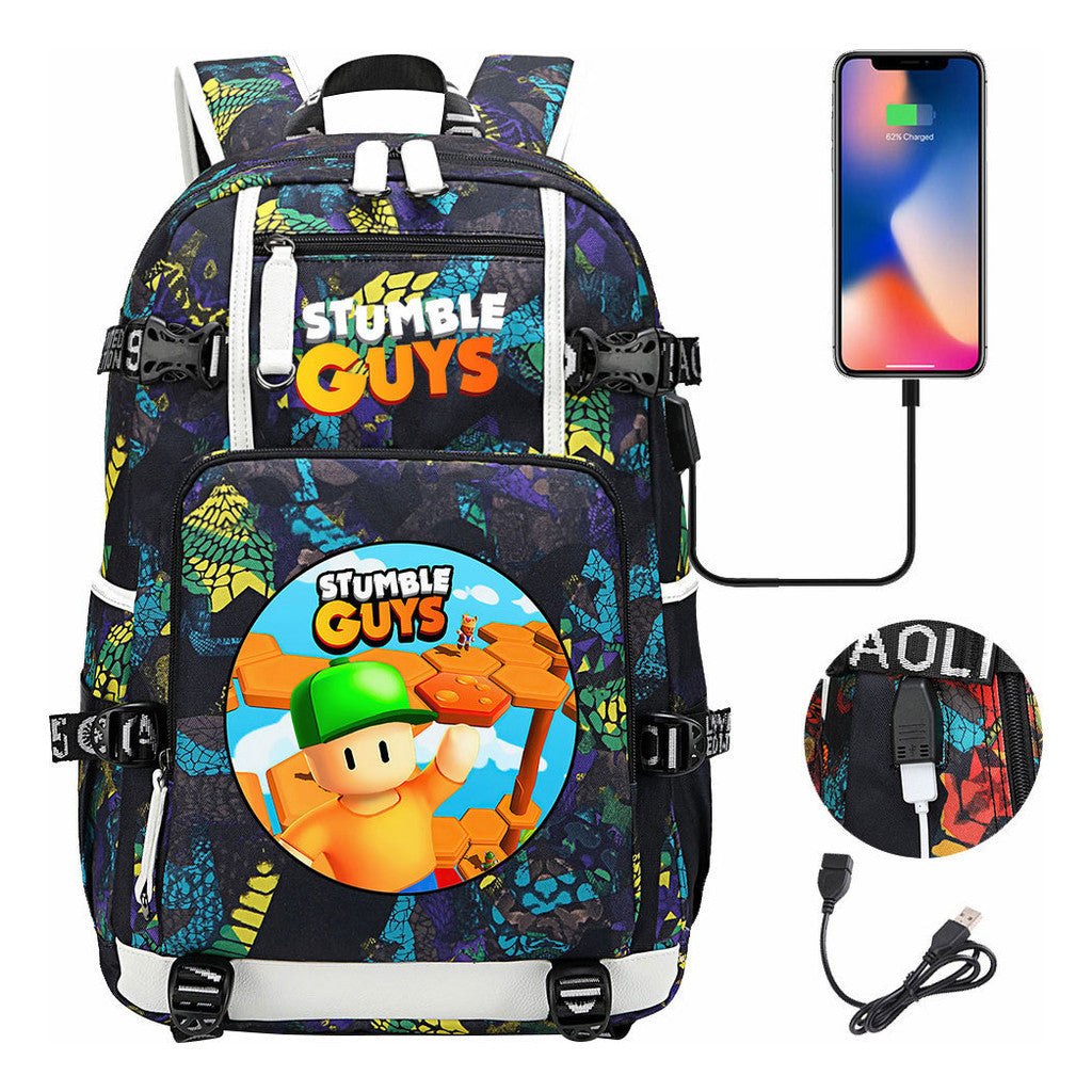 Usb Printed Student Backpack For Men And Women's Leisure Travel Backpack