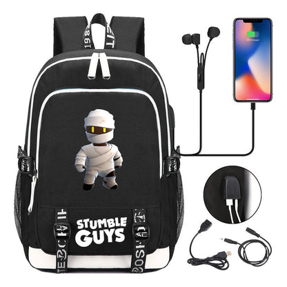 Printed Student Backpack Usb Men's And Women's Leisure Backpack
