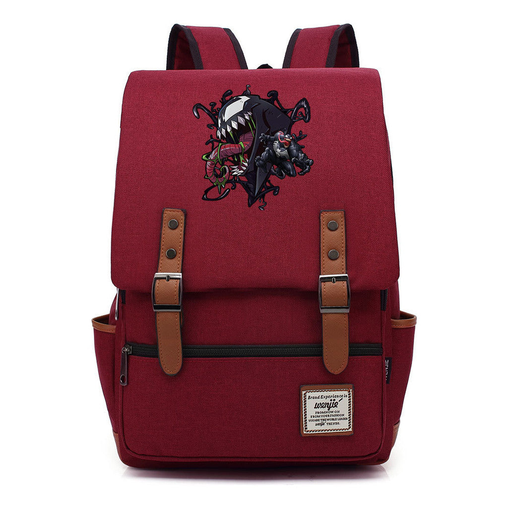 Printed Student Backpack With Casual Belt Buckle, Classic Backpack