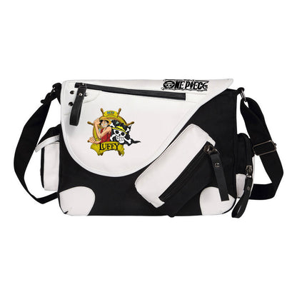 Anime One Piece Print Youth Student School Bag Canvas Single Shoulder Bag Men's And Women's Leisure Straddle Backpack
