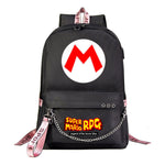 Super Mario Printed Usb Youth Student Backpack For Leisure Travel Backpack