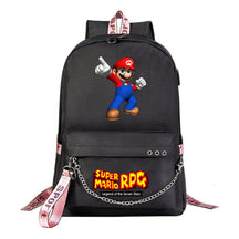 Mario Printed Usb Youth Student Backpack For Men And Women's Leisure Travel Backpack