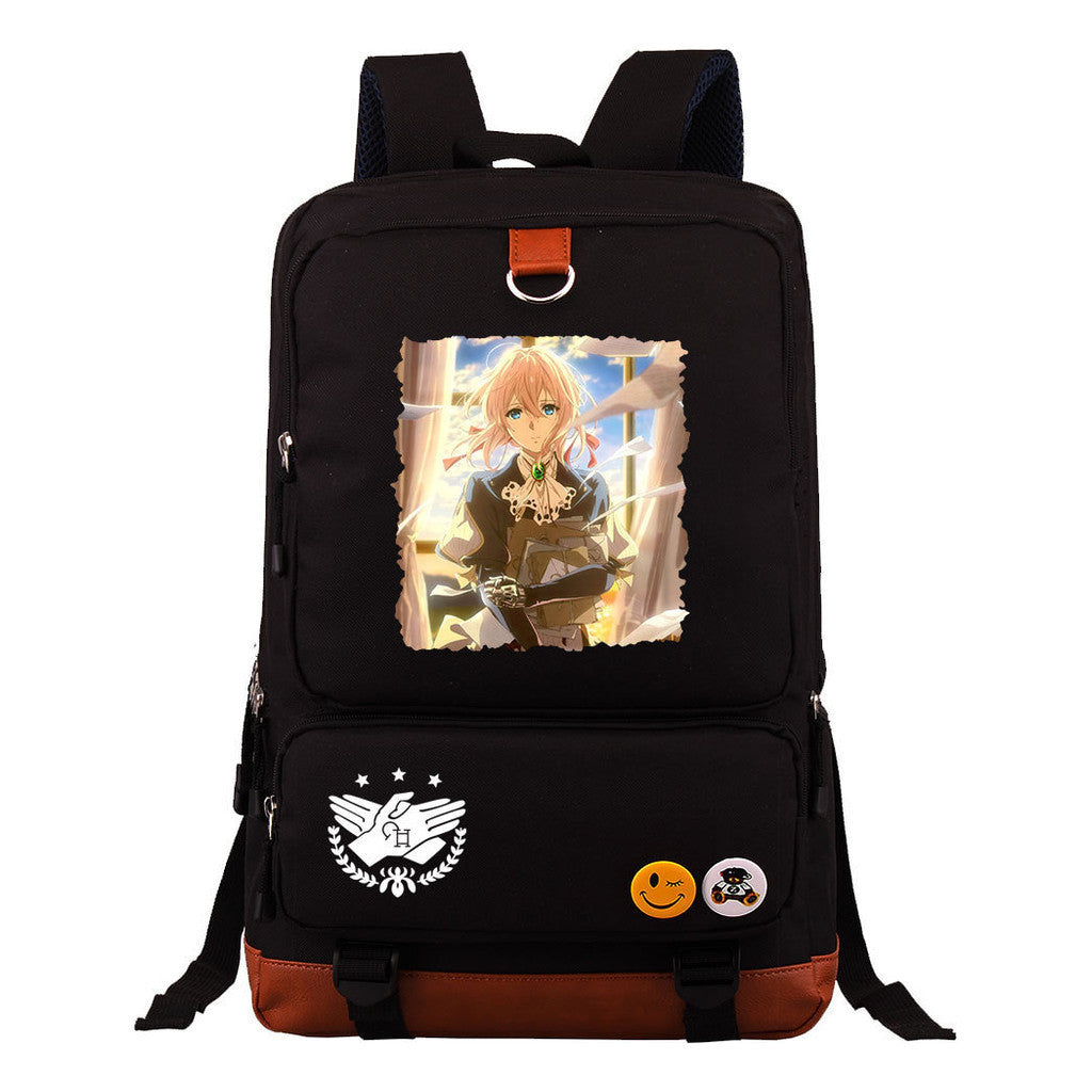 Violet Eternal Garden Printed Youth Student School Bag Large Capacity Travel Bag Men's And Women's Backpack