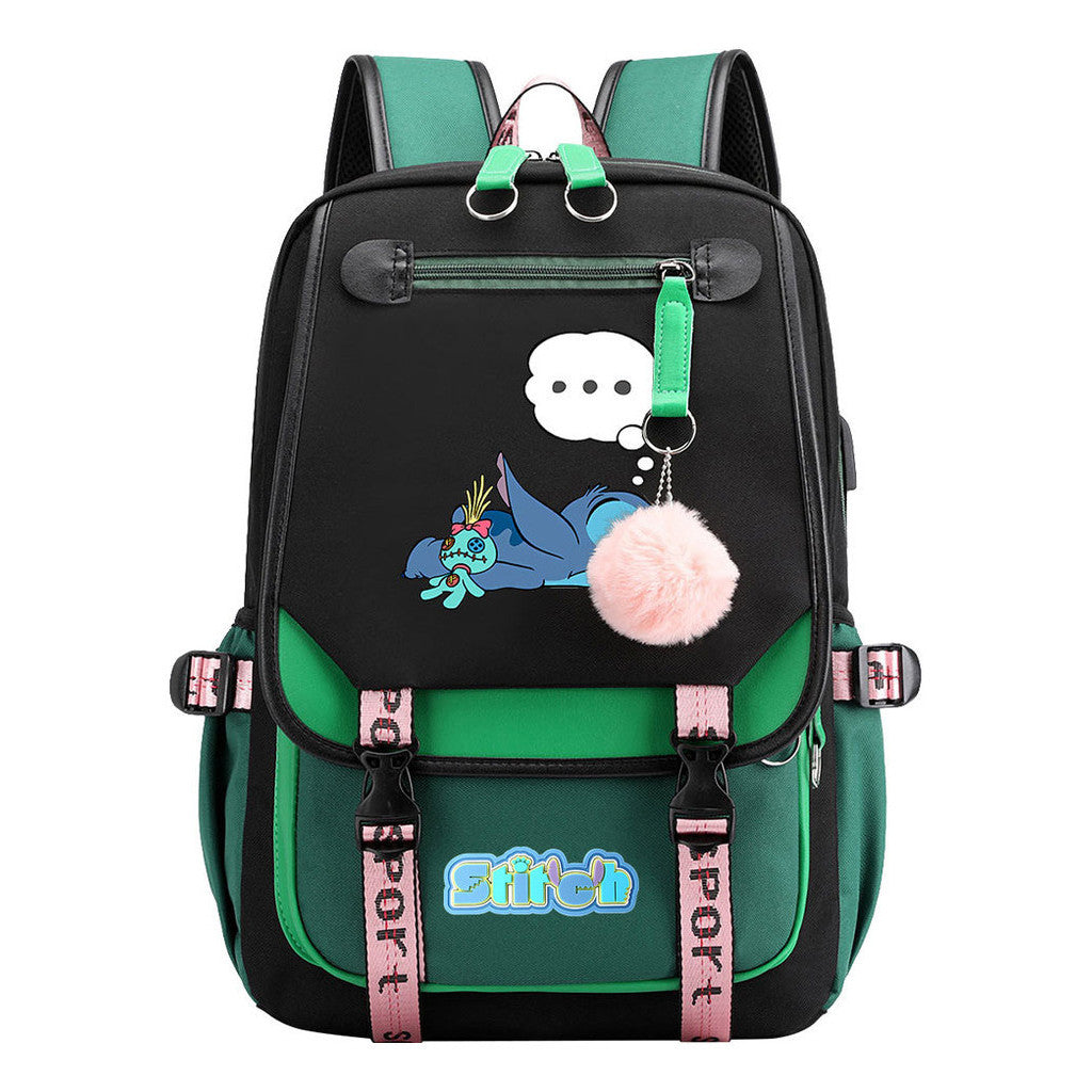 Usb Youth Backpack With Casual Woven Strap Flap Backpack