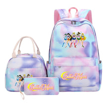 Anime Beauty Girl Warrior Youth Student Girl Schoolbag Lunch Bag Three Piece Set Backpack Set