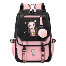 Cartoon Fashion Usb Youth School Bag For Boys And Girls Casual Ribbon Flip Backpack