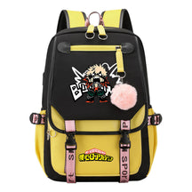My Heroes Academy Usb Student Backpack For Boys And Girls, Casual Weaving Ribbon Flip Back Backpack
