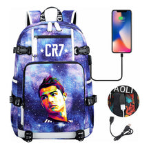 Football Star Cristiano Ronaldo Printed Youth Backpack, Backpack, Leisure Travel Backpack