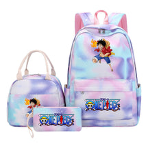 Cartoon Manga Pirate Wang Qing Student Girls School Bag Lunch Bag Three Piece Set Backpack Set