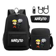 Naruto Usb Password Lock Youth Student Backpack Three Piece Set For Men And Women Backpack Set