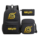 Golden Anime Naruto Starry Sky Youth Student Backpack Set, 3-piece, Men's And Women's Backpack Set