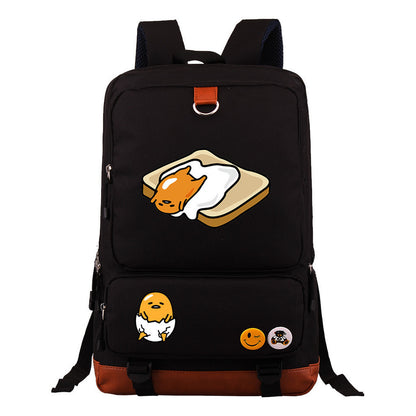 Cartoon Anime Lazy Egg Youth Student Backpack, Large Capacity Travel Bag, Boy's And Girl's Backpack
