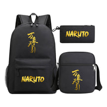 Golden Anime Naruto Starry Sky Youth Student School Bag Three Piece Set For Boys And Girls Backpack Set