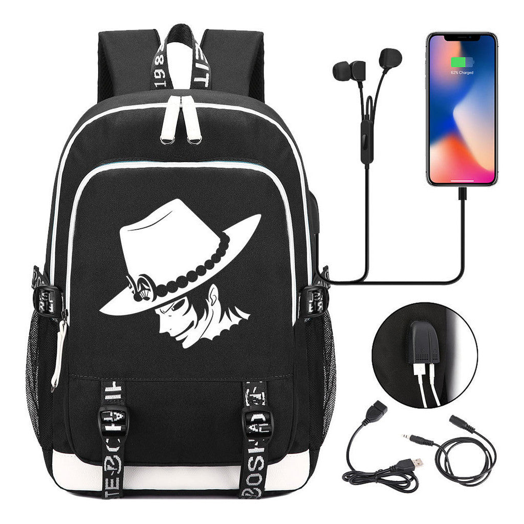 Pirate King Youth School Bag Usb Men's And Women's Leisure Backpack