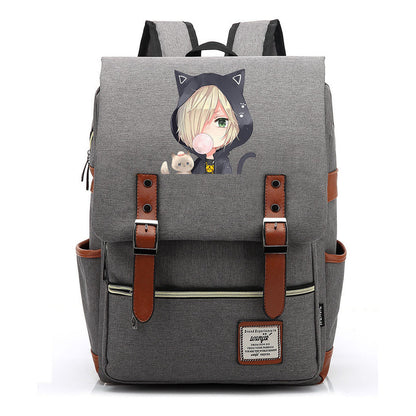 Yuri On The Ice Student Backpack, Men's And Women's Leisure Belt Buckle Backpack