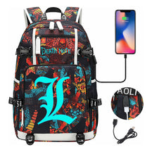 Blue Night Light Death Note Usb Youth Student School Bag Men's And Women's Leisure Travel Backpack