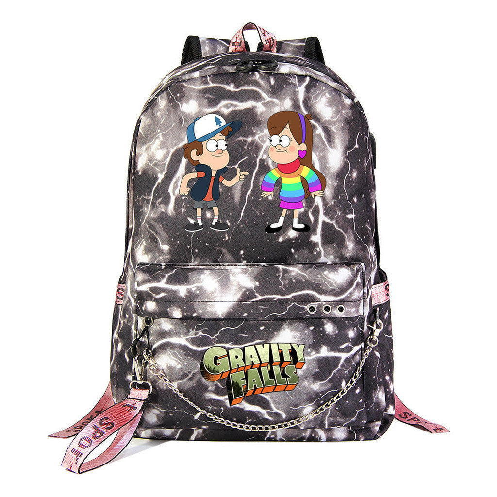 Cartoon Strange Town Youth Student School Bag Men's And Women's Leisure Travel Backpack