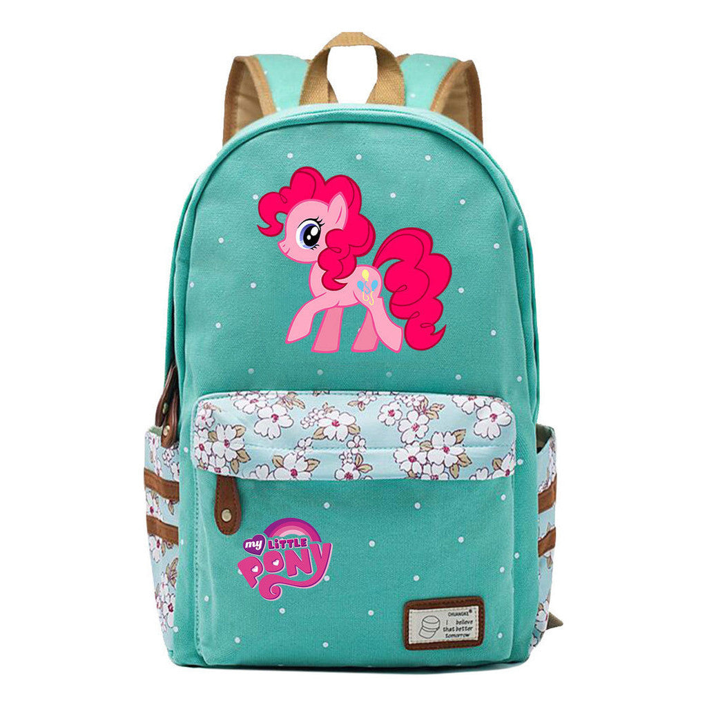 Pony Unicorn Youth Student School Bag Fragmented Canvas Girl Backpack