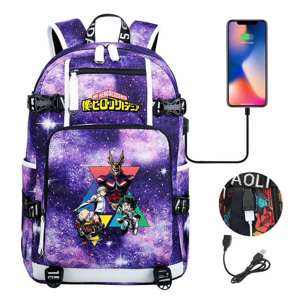 My Heroes Academy Usb Youth Student Backpack For Men And Women's Travel Backpacks