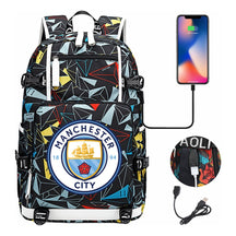 Sports Football Star Usb Printed Youth Student Backpack Leisure Travel Backpack