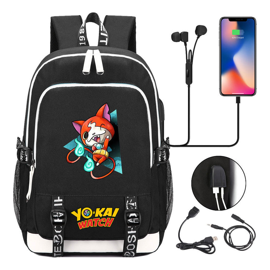 Anime Monster Watch Student School Bag Usb Men's And Women's Leisure Backpack