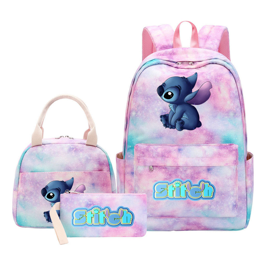 Interstellar Baby Stitch Youth Student Girls School Bag Lunch Bag Three Piece Set Backpack Set