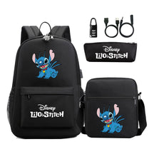 Interstellar Baby Stitch Usb Password Lock Youth Backpack 3-piece Set For Men And Women Backpacks