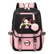 Cartoon Fashion Usb Youth Student Backpack Boy's And Girl's Leisure Ribbon Flip Backpack