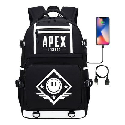 Apex Hero Print Usb Youth School Bag Backpack Leisure Travel Backpack
