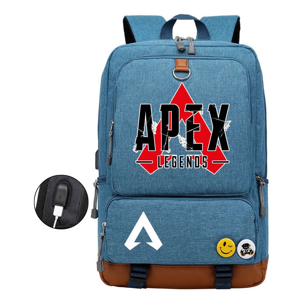 Apex Hero Print Usb Student Backpack Casual Backpack