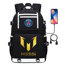 Gold Sports Football Star Printed Usb Youth School Bag Backpack Leisure Travel Backpack