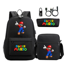 Super Mario Usb Password Lock Youth Student Backpack 3-piece Set For Men And Women Backpacks