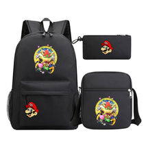 Super Mario Printed Student Backpack Three Piece Set For Men And Women's Backpack Set