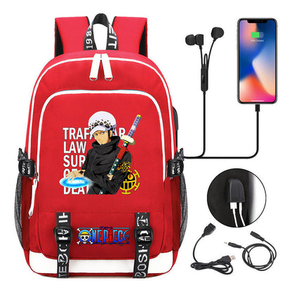 Pirate King Print Youth Student Backpack Usb Casual Backpack
