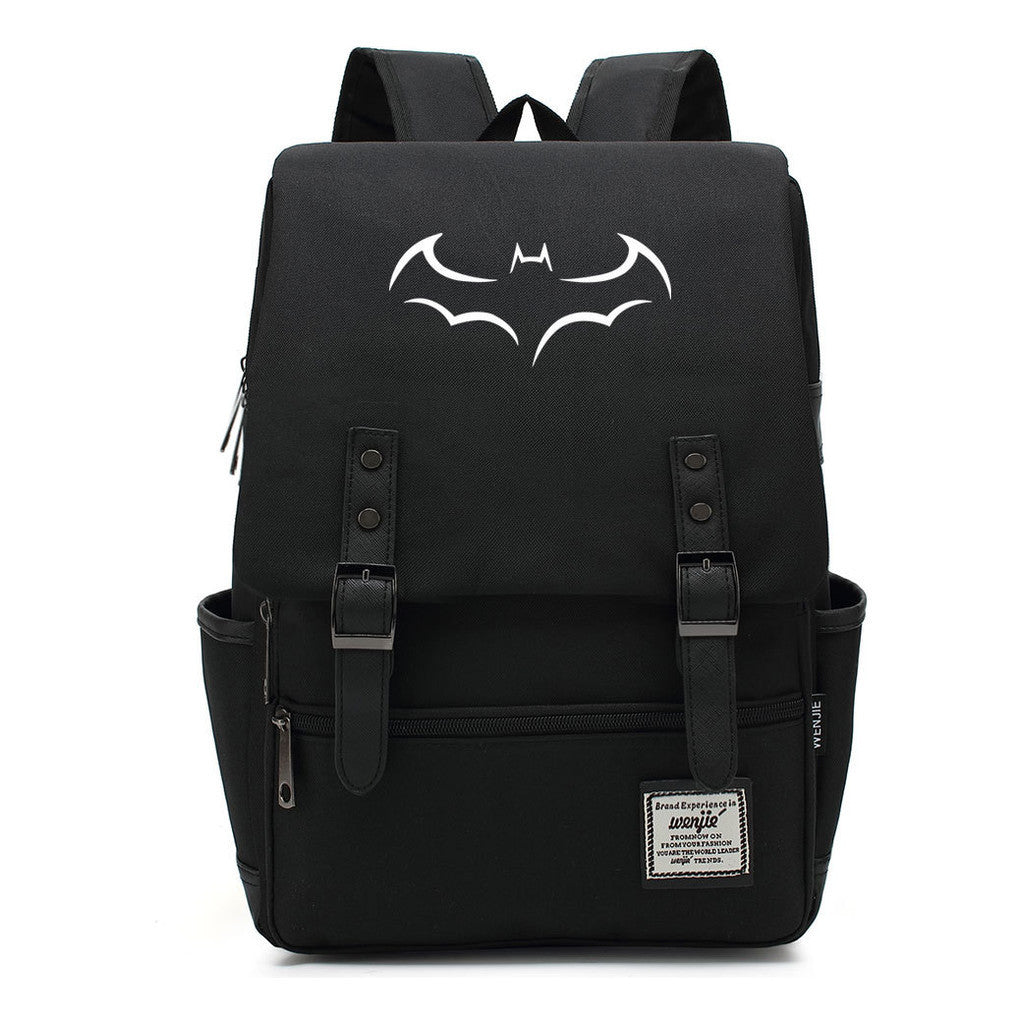 Superhero Batman Print Youth Student Backpack Casual Belt Buckle Classic Backpack