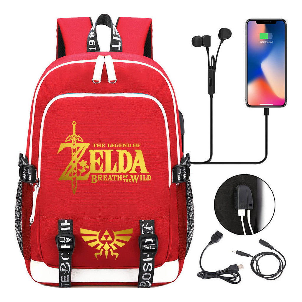 Golden Selda Kingdom Tears Usb Youth Student Backpack Men's And Women's Leisure Sports Backpack