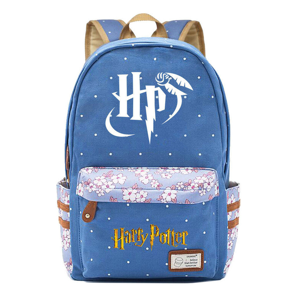 School Of Witchcraft And Wizardry Youth Student Backpack, Floral Canvas, Female Backpack