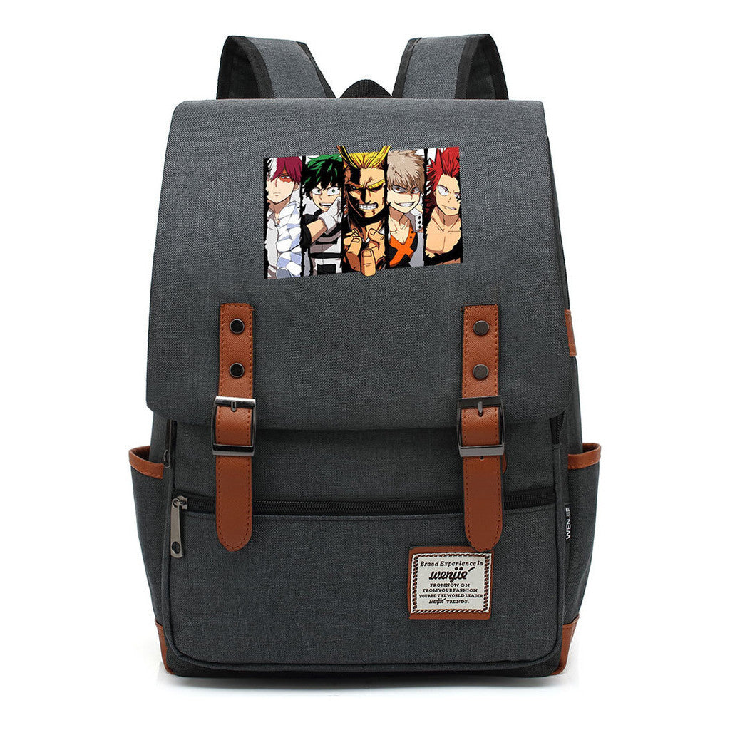 Anime My Heroes Academy Printed Youth Student Backpack Men's And Women's Leisure Belt Buckle Classic Backpack