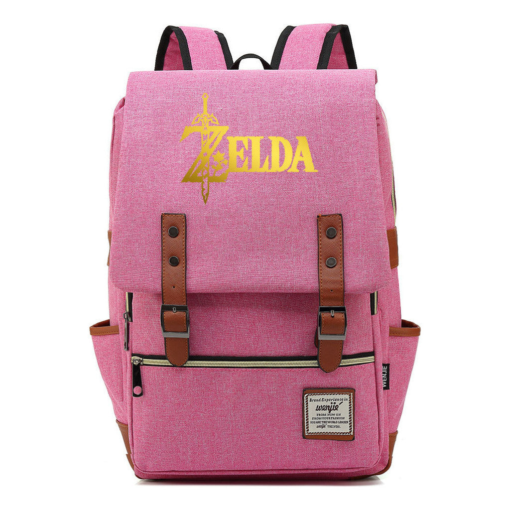 Golden Game Zelda Printed Youth Student Backpack For Men And Women, Casual Belt Buckle, Classic Backpack