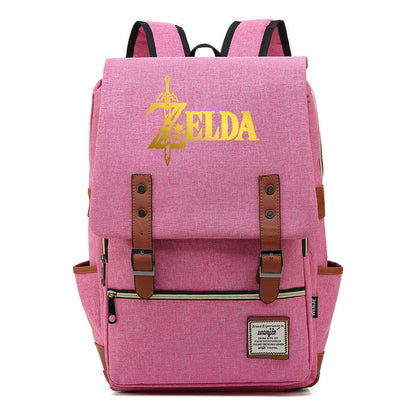 Golden Game Zelda Printed Youth Student Backpack For Men And Women, Casual Belt Buckle, Classic Backpack