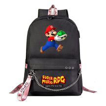 Mario Printed Usb Youth Student Backpack For Men And Women's Leisure Travel Backpack