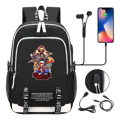 Strange Story Printed Usb Youth Student Backpack For Men And Women's Leisure Travel Backpack
