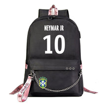 Football Star Neymar Printed Usb Youth Student Backpack For Men And Women's Leisure Travel Backpack