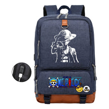 Cartoon Pirate King Printed Usb Student Backpack Leisure Travel Backpack