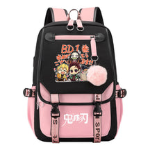 Cartoon Fashion Usb Youth School Bag For Boys And Girls Casual Ribbon Flip Backpack