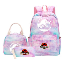 Jurassic Park Dinosaur Youth Student Girls School Bag Lunch Bag Three Piece Set Backpack Set
