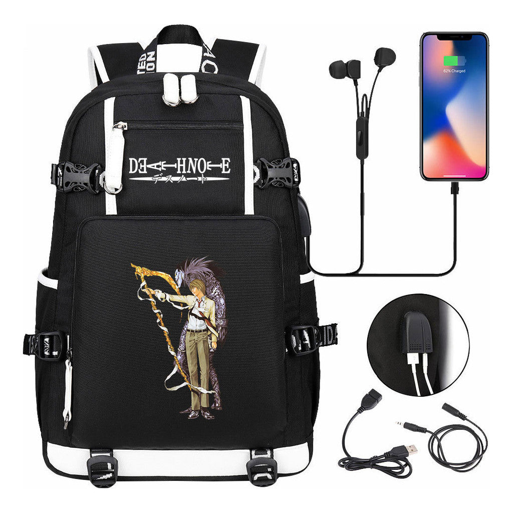 Death Note Usb Large Capacity Youth Student Backpack Men's And Women's Leisure Travel Backpack