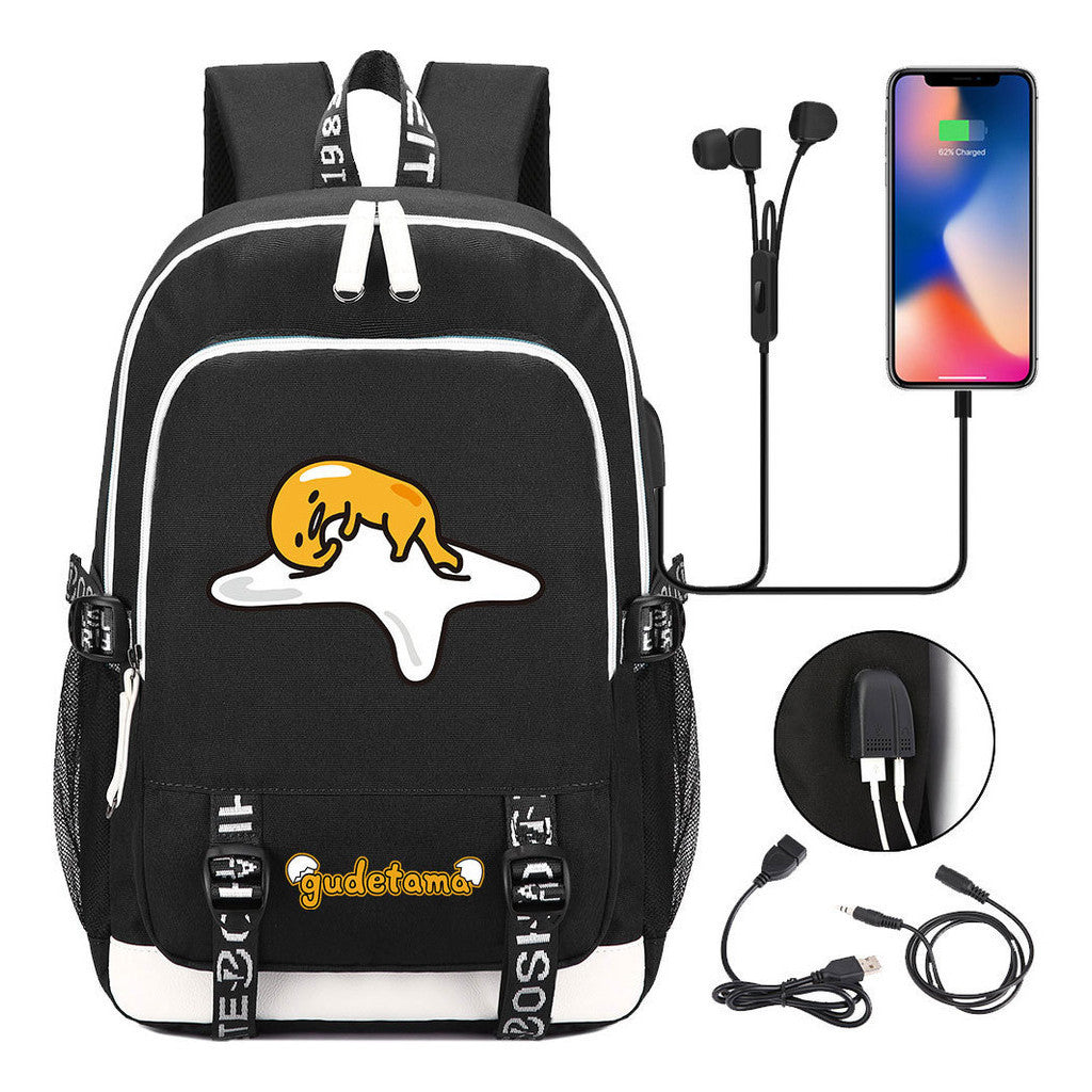 Comic Egg Yolk Lazy Egg Teenage Student Backpack Usb Boys And Girls Casual Backpack