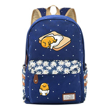 Cartoon Lazy Egg Printed Youth Student School Bag Fragmented Flower Boys And Girls Backpack